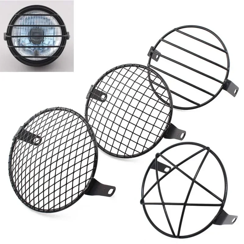 New Metal Retro Motorcycle Headlight Protector Cover Fit For Universal Harley Triumph Honda HeadLamp Mesh Grille Lampshade