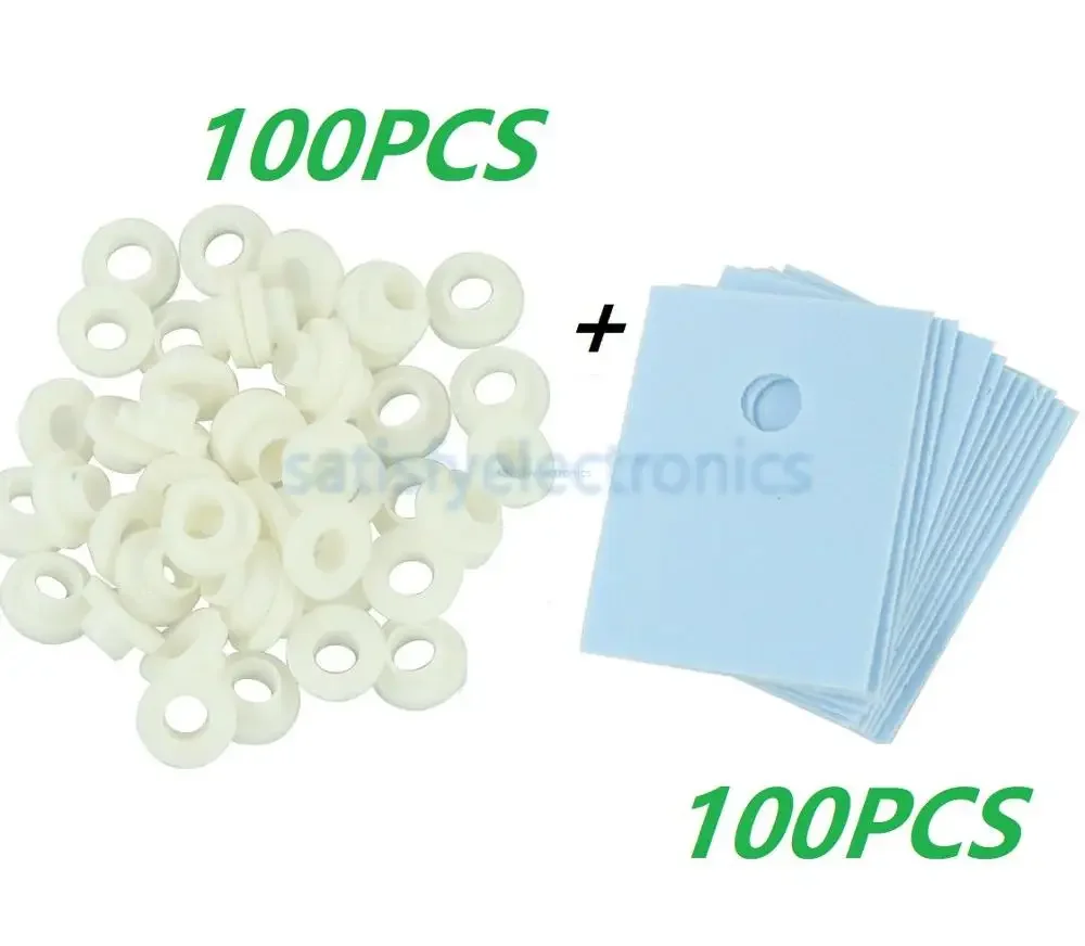 100PCS TO-220 Transistor Plastic Washer Insulation Washer + TO-220 Pads Silicone