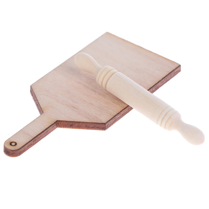 

Dollhouse Miniatures Kitchen Cutting Board Rolling Pin Set Accessories Toys