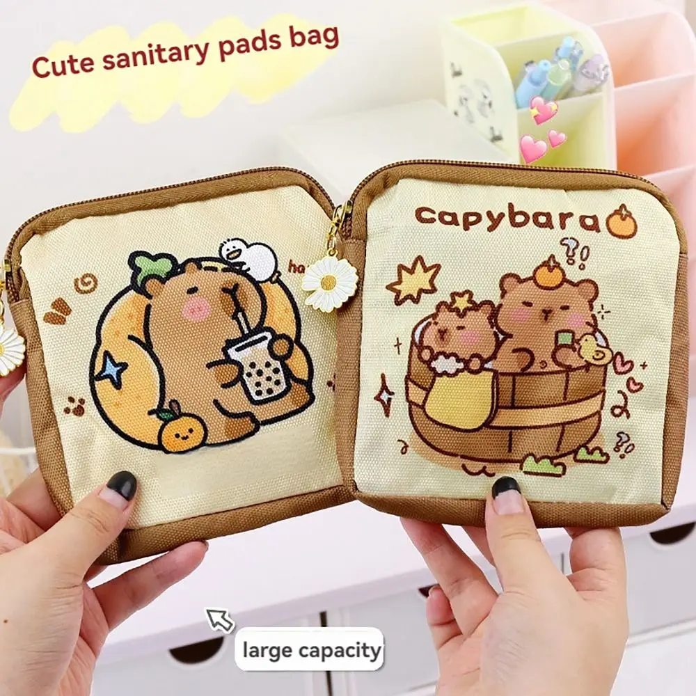 Change Purse Capybara Sanitary Mat Bag Makeup Organizer Capybara Tamper-Proof Storage Bag Credit Card Holder Cosmetic Bag Girls