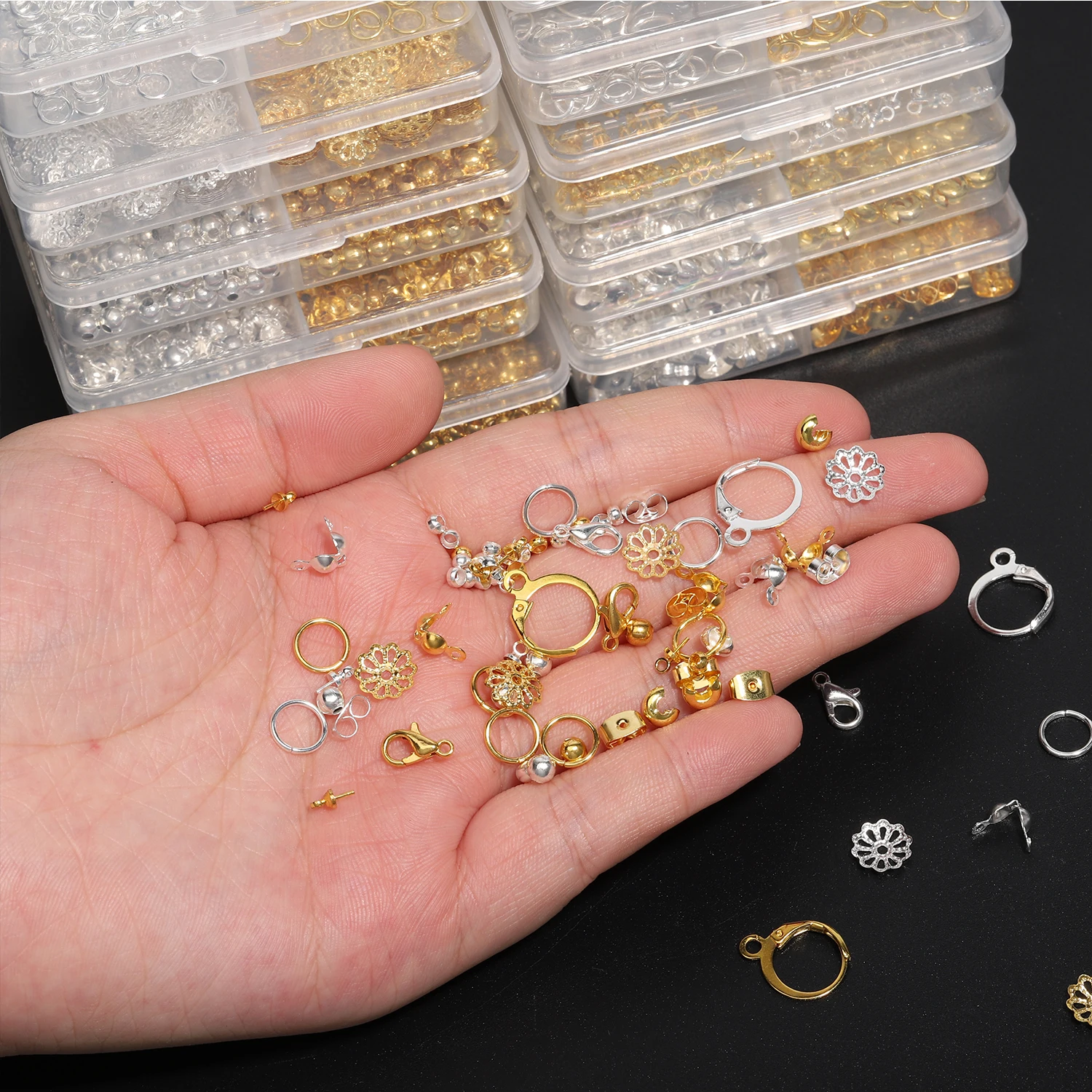 

1000-50Pcs/Box Open Jump Rings Flower Cap Pin Crimps End Beads for Jewels making DIY Bracelet Necklace Findings Accessory