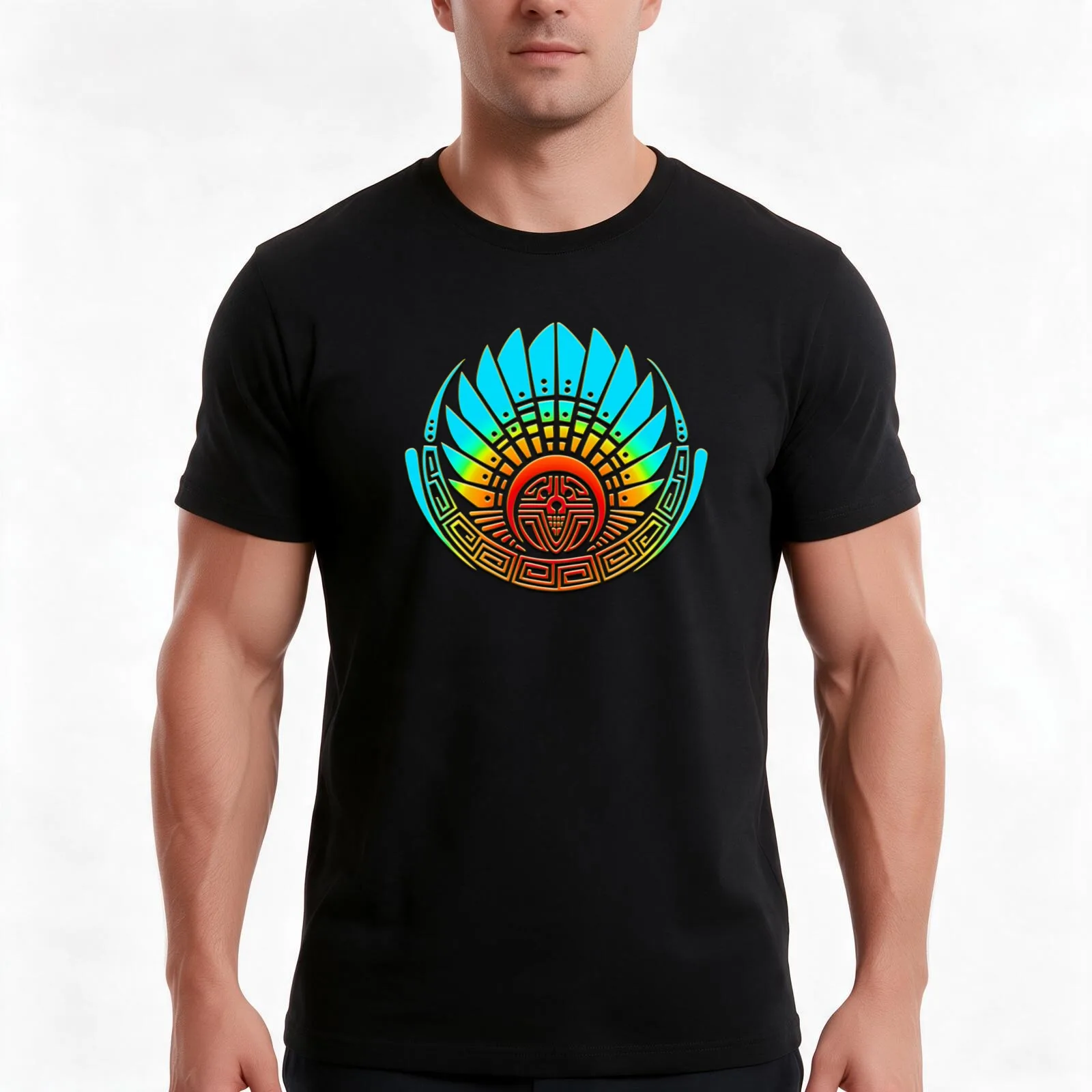 Mayan mask crop circle Quetzalcoatl T-Shirt Summer Casual Cotton Tee Oversized Streetwear Tops Vintage Graphic Print