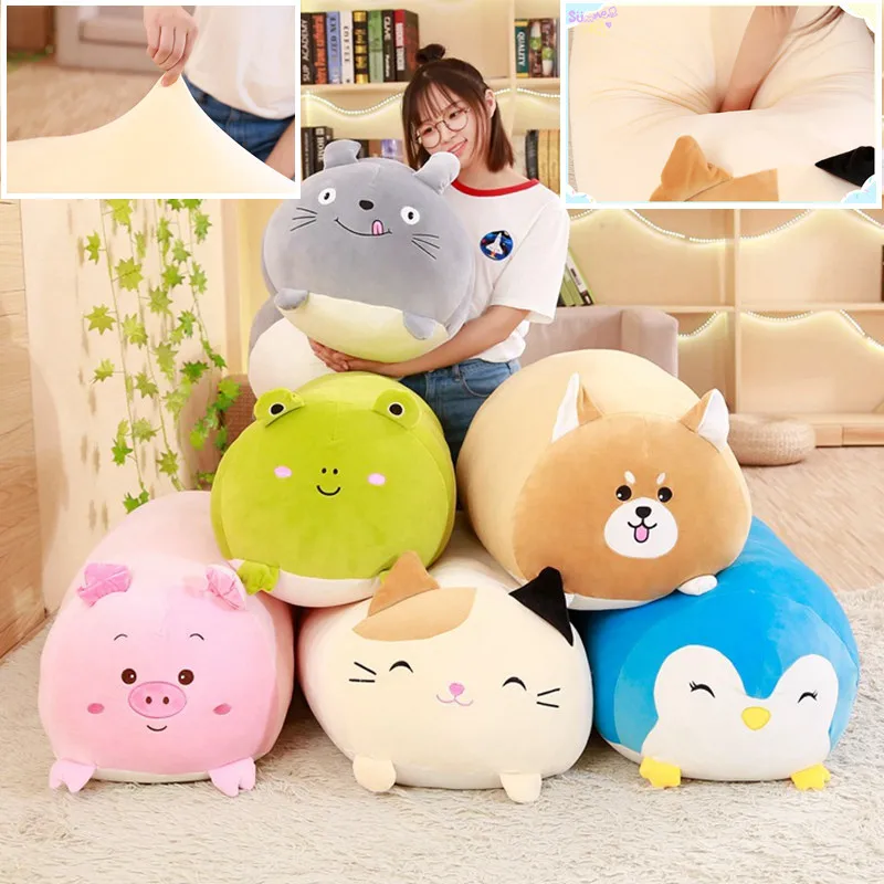 

30CM Soft Plush Animal Shaped Pillow Cat Pig Design Long Sleeping Cushion Down Cotton Filled Stuffed Toy For Children Down Gift