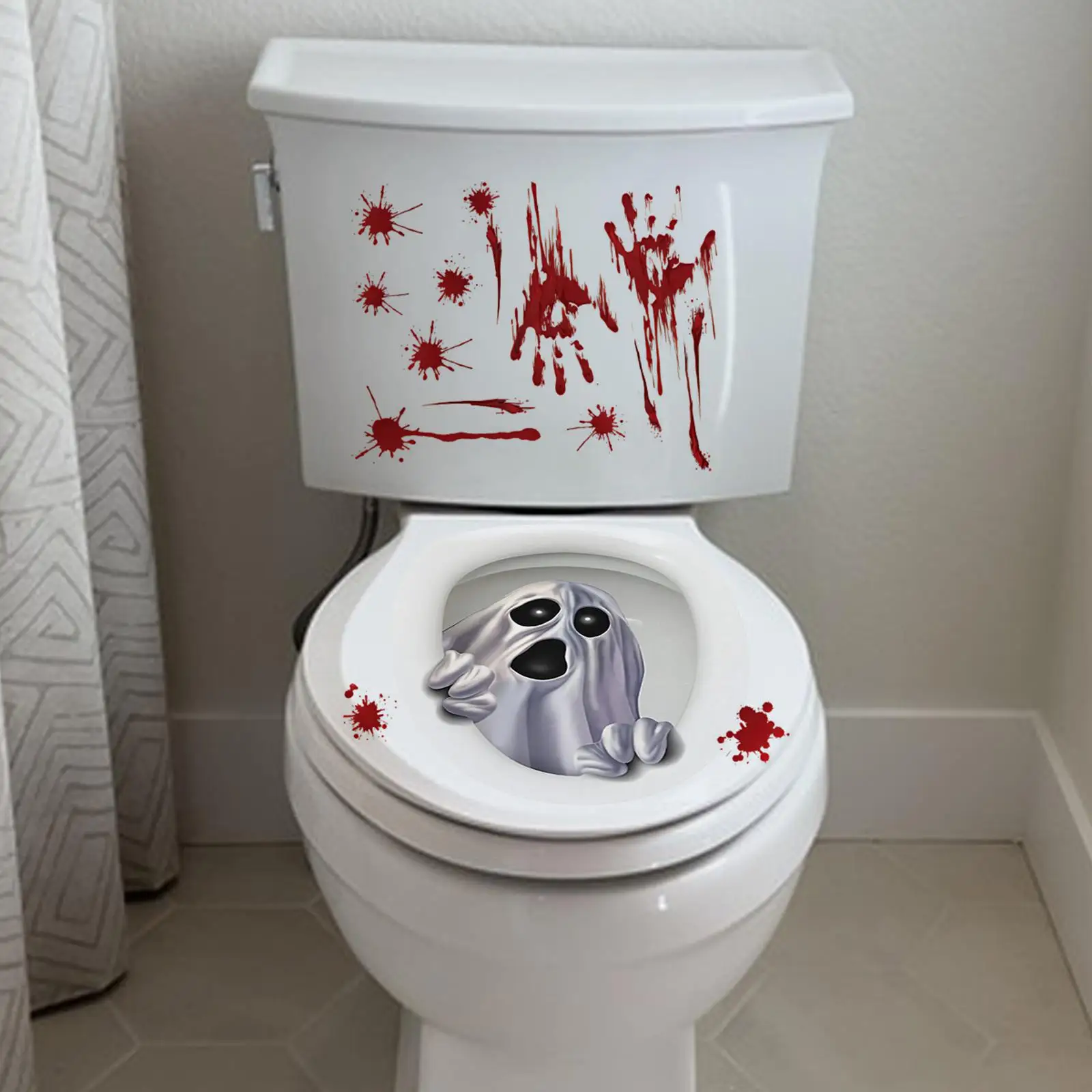 

Toilet Lid Decal Halloween Toilet Seat Evil Sticker 3D Wall Sticker for Haunted House Restroom Home Decor Bathroom Washroom