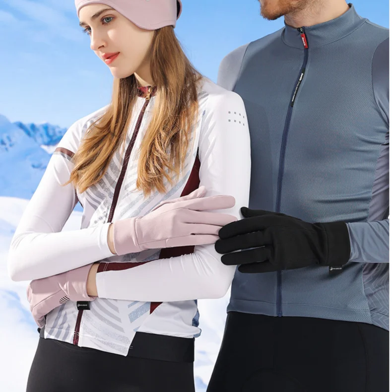 Women Purple Ski Liner Gloves, Touchscreen Windproof Fleece Warm Inner Gloves for Snowboarding Cycling Running Outdoor