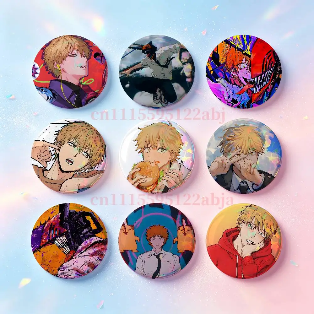D-Denji C-Chainsaw Man HD Print Badges Pretty Round Display Brooches IP merchandise 32mm 58mm 75mm 44mm 25mm