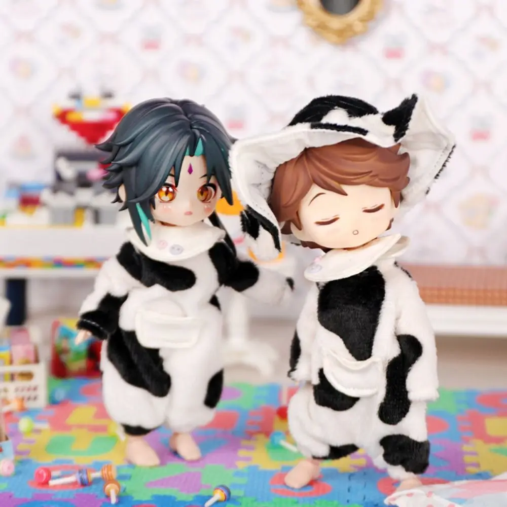 Handmake Cow Pajama Set with Hat Replaceable Cow Sleepwear Set Doll Accessories