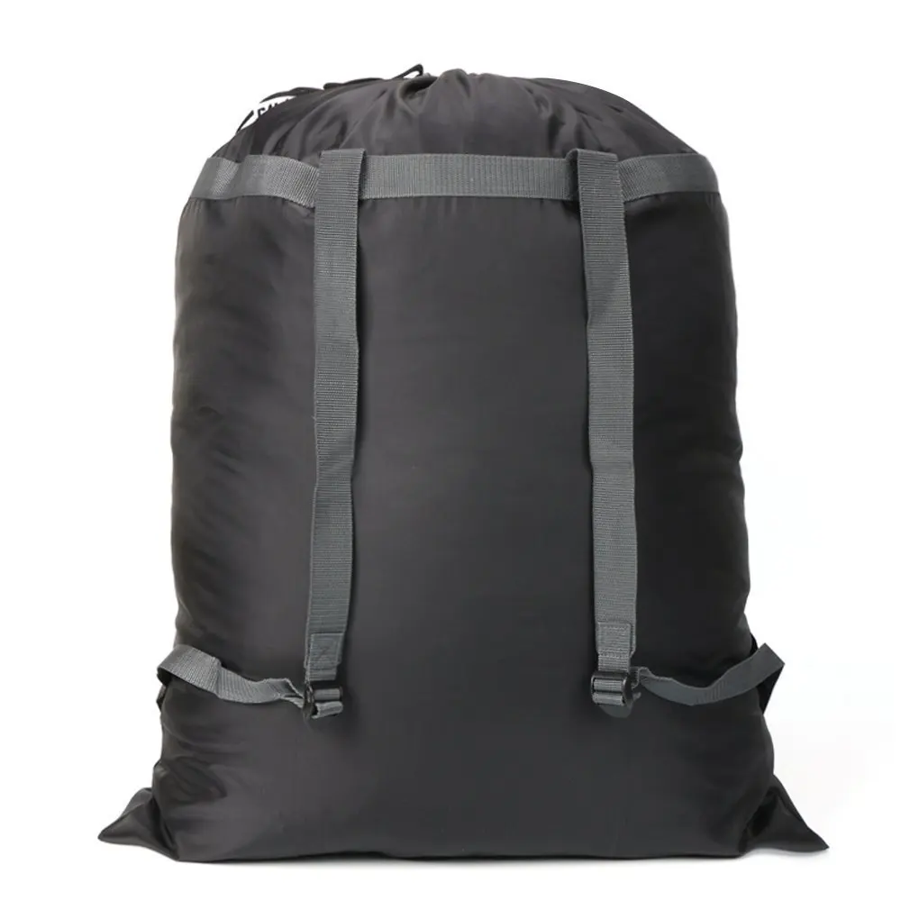 2PC Oversized Black Backpack Laundry Bag for Camping Dirty Clothes Storage Adjustable Shoulder Straps Travel Gear Organizer