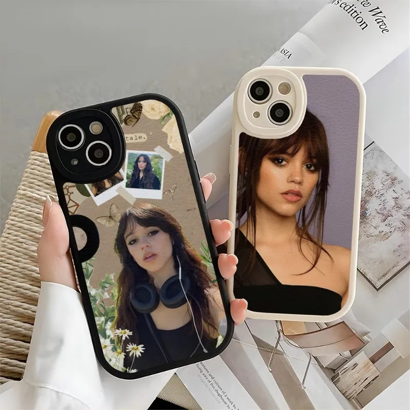 Luxury Ins Jenna Ortega Phone Case For IPhone 11 13 14 12 Pro Max Mini Xs X Xr 7 8 Plus SE2020 Silicone Leather Texture Cover