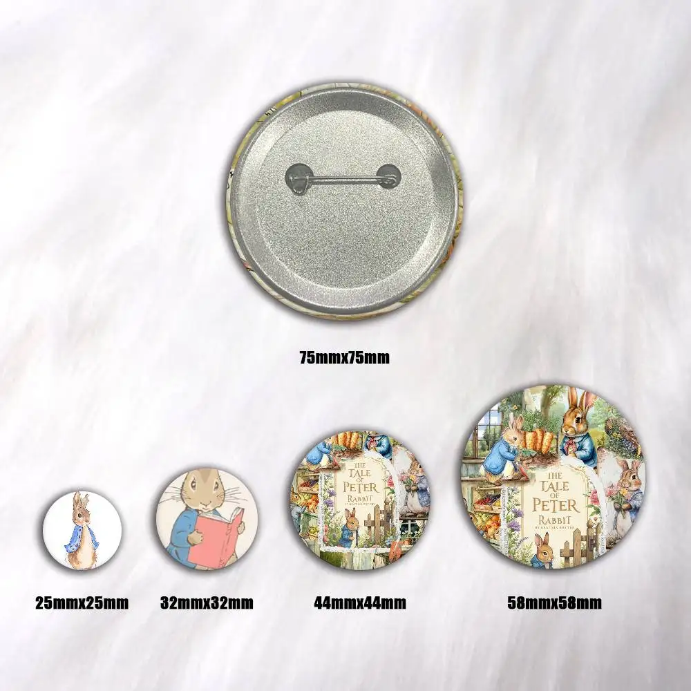 Peter Rabbit  Tinplate Brooch  Figure Icon Badge Handmade Brooches for Backpack Clothes Decoration