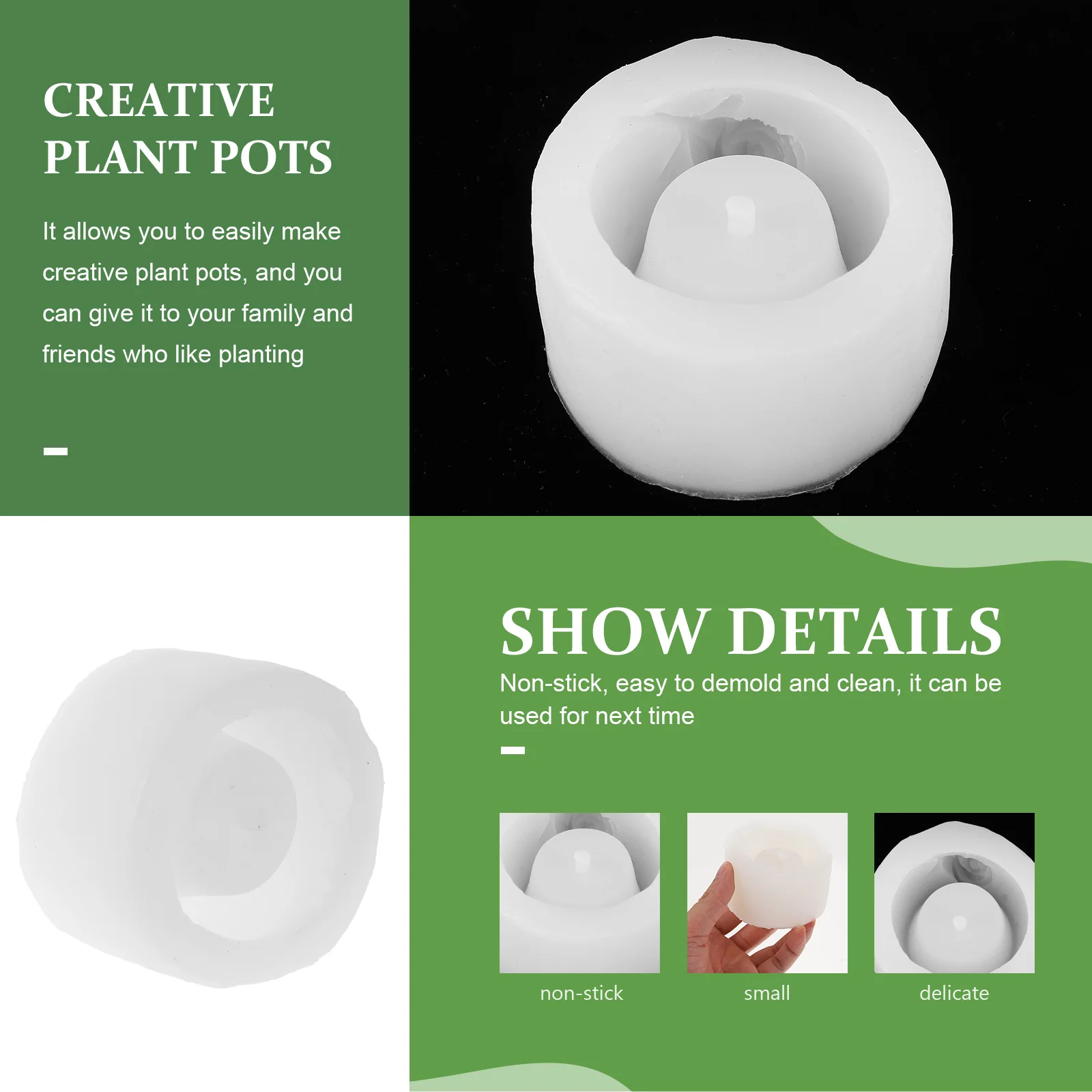 

Silicone Mold Craft Plant Pot Flowerpot Casting Mould for Succulents Durable Flexible High Transparency Easy Clean Nonstick