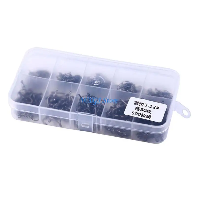 37JE 100/500pcs Steel Barbed Fish Hooks Saltwater Freshwater Fishing Hooks Durable