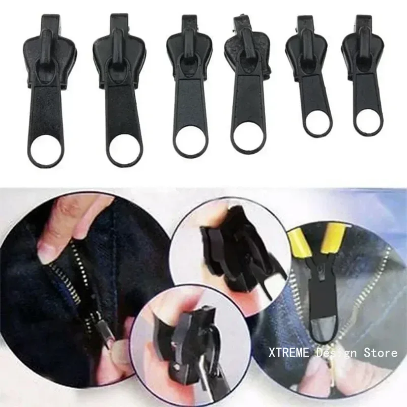 Universal Instant Zipper Repair Kit, substituição Zip Slider, resgate de dentes, novo design para DIY Sew, 6pcs