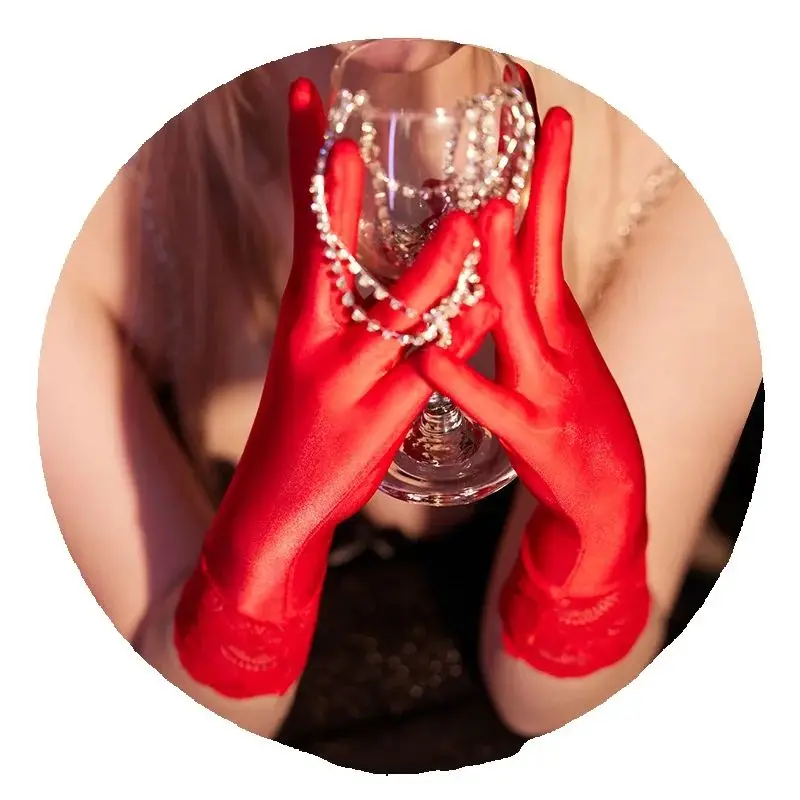

Женские сексуальные перчатки, новые ультратонкие масляные блестящие прозрачные шелковистые кружевные перчатки для мастурбации, варежки, косплей, эротическая искушение, клубная одежда