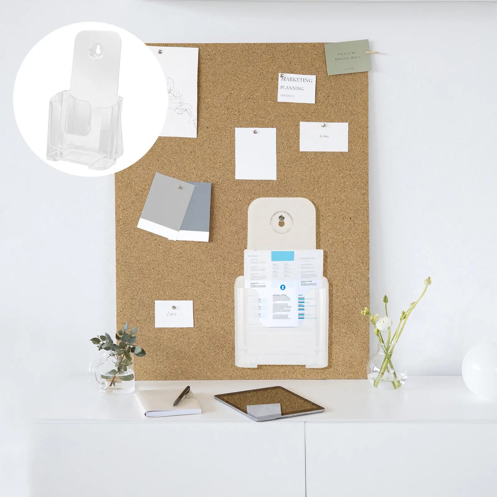 Acrylic A6 Size Literature Rack Magazine File Holder Modern Desktop Organizer for Reports Catalogs Mail Brochures Clear Document