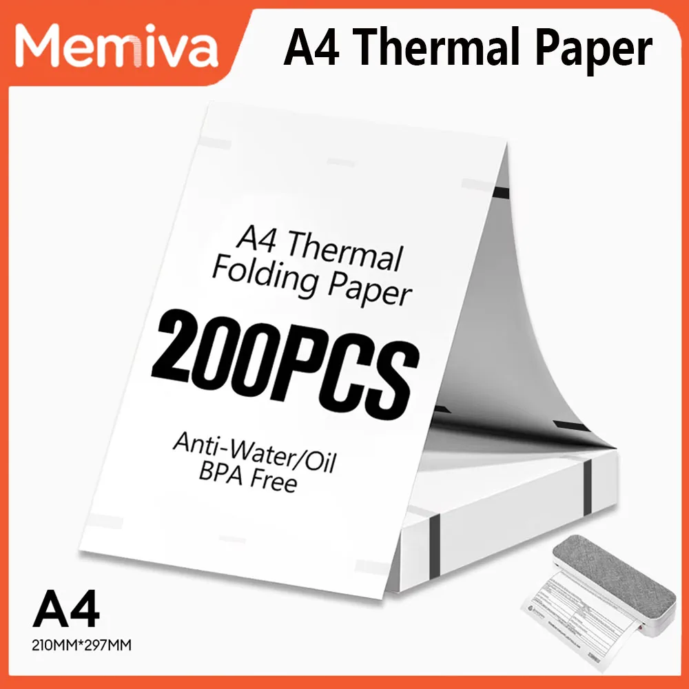 A4 Thermal Paper Folded&Roll Type Quick Drying 20/100/200 Sheets For Documents Exam Office Home Use Compatible With X8 A A40 M08