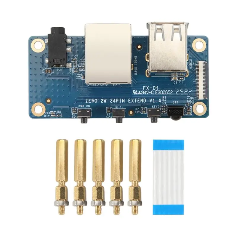 Placa de Expansión para Orange Pi Zero 2 W, Placa de Interfaz con Puerto de Red de 100M + USB 2.0 + Interfaz de Audio y Video Analógica