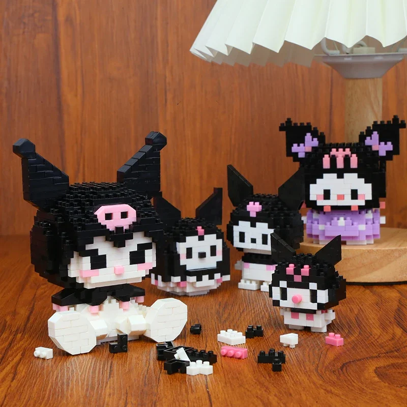 Sanrio Hello Kitty Kuromi My Melody Cinnamoroll Building Blocks Cartoon Figrues Bricks Children\'s Assembly Toys Model Gift