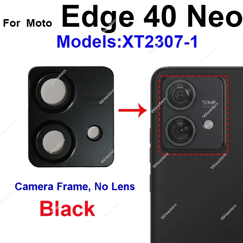 Rear Camera Lens Frame Cover For Motorola Edge 40 Neo XT2307-1 Back Camera Glass Lens Frame Cover Holder Repair Parts