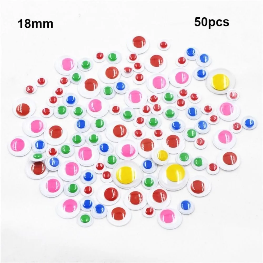 50/100pcs 3D Dolls Activity Eyes DIY Handmade Plastic Colorful Activity Eyeballs With Adhesive Backed 5/6/8/10/12/15/18/20mm