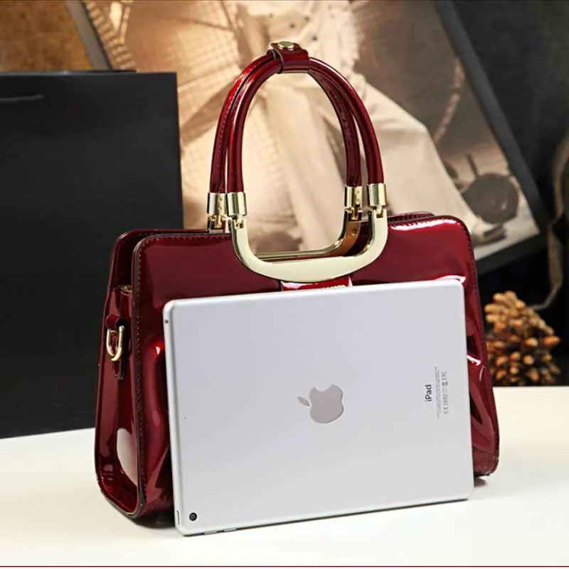 Imagem -05 - Bolsa de Couro Envernizado com Laço para Mulheres Bolsas Satchel Bolsa Crossbody Bolsa de Ombro Designer de Luxo Tote