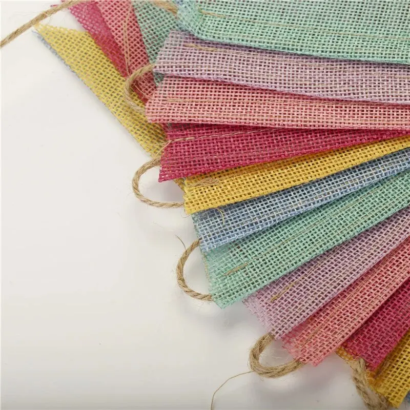 Linen 6 Colors 12 Pieces of Color Pennant European Wedding Decoration Party Pull Flags Wedding Flags image 3