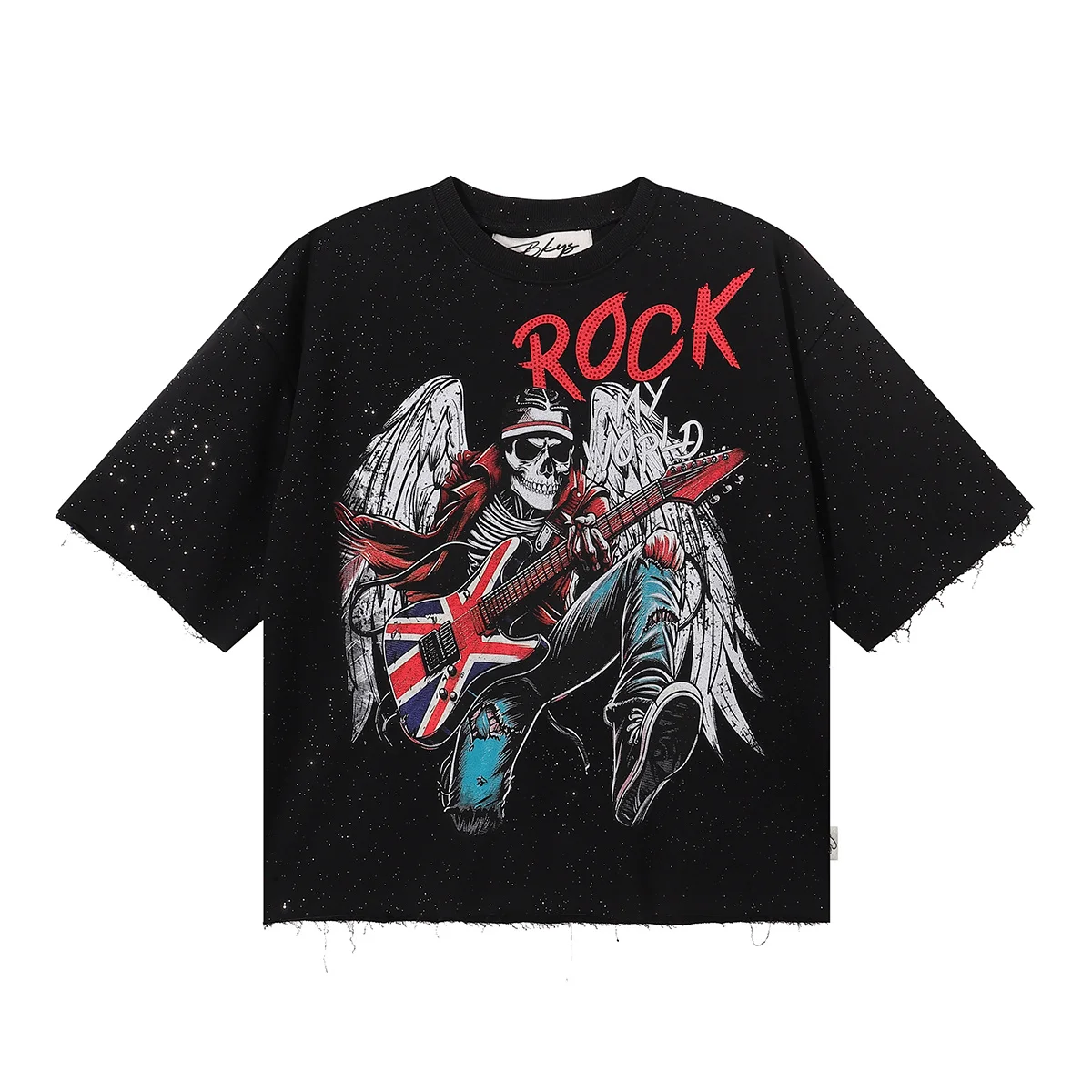 Casual Trendy Brand Letter Printed BKYS Rock My World F-Terry Cropped t Shirt Tee Hot Diamond Hoop Short sleeved T-shirt for Men