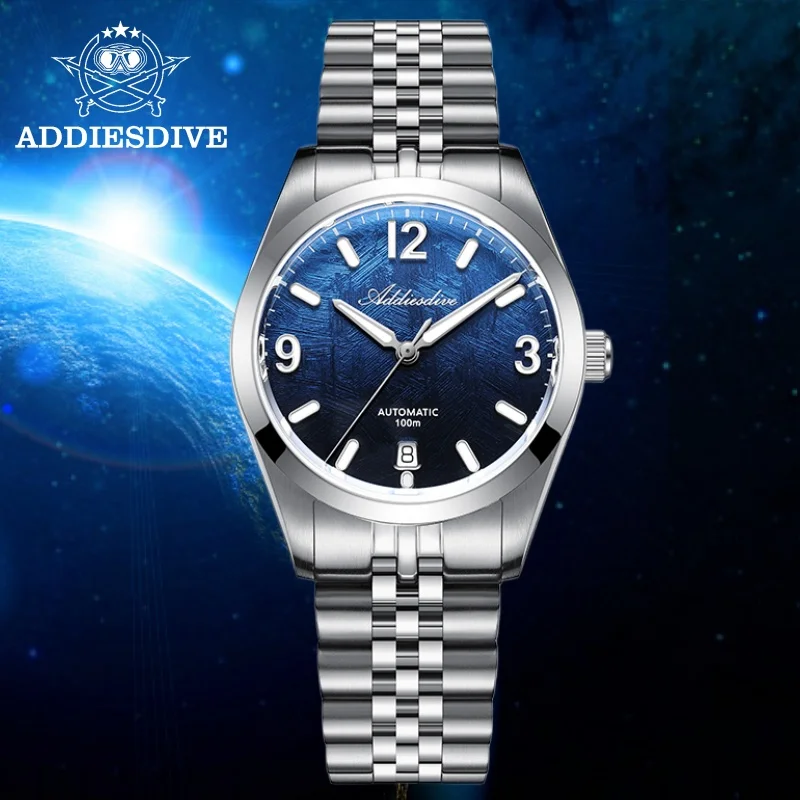 ADDIESDIVE BGW9 Leuchtende Herrenuhr, 10 Bar wasserdicht, 316L Stahl, AD2547, Saphirglas, japanische 8215 automatische mechanische Uhr