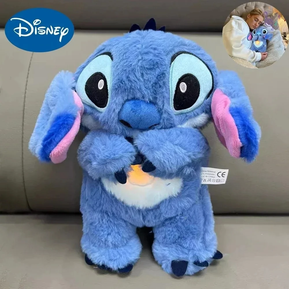 Poupée en peluche rose Angel Stitch – Lumière respiratoire et musique, jouet apaisant d'anime mignon pour bébés/enfants, cadeau idéal de noël/anniversaire