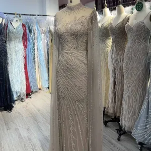 YQLNNE-SVISE Night Luxured Night mit langer Mangure, Crafting-Kristalle, Merman, High Coll, Tull, Freund 8 Hauptverkäufe lange Partykleider mit Steinen - №1