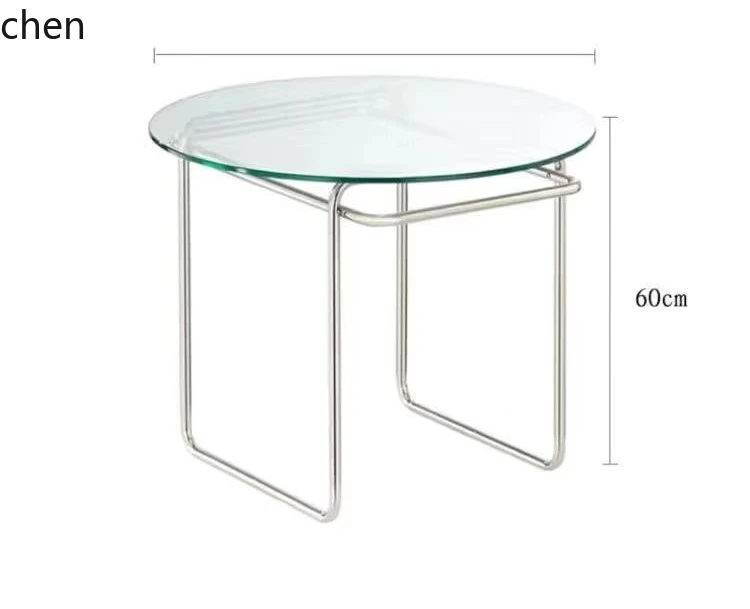 CZ Stainless Steel Round Coffee Table Living Room Sofa Side Table Balcony Modern Simple Glass Coffee Table