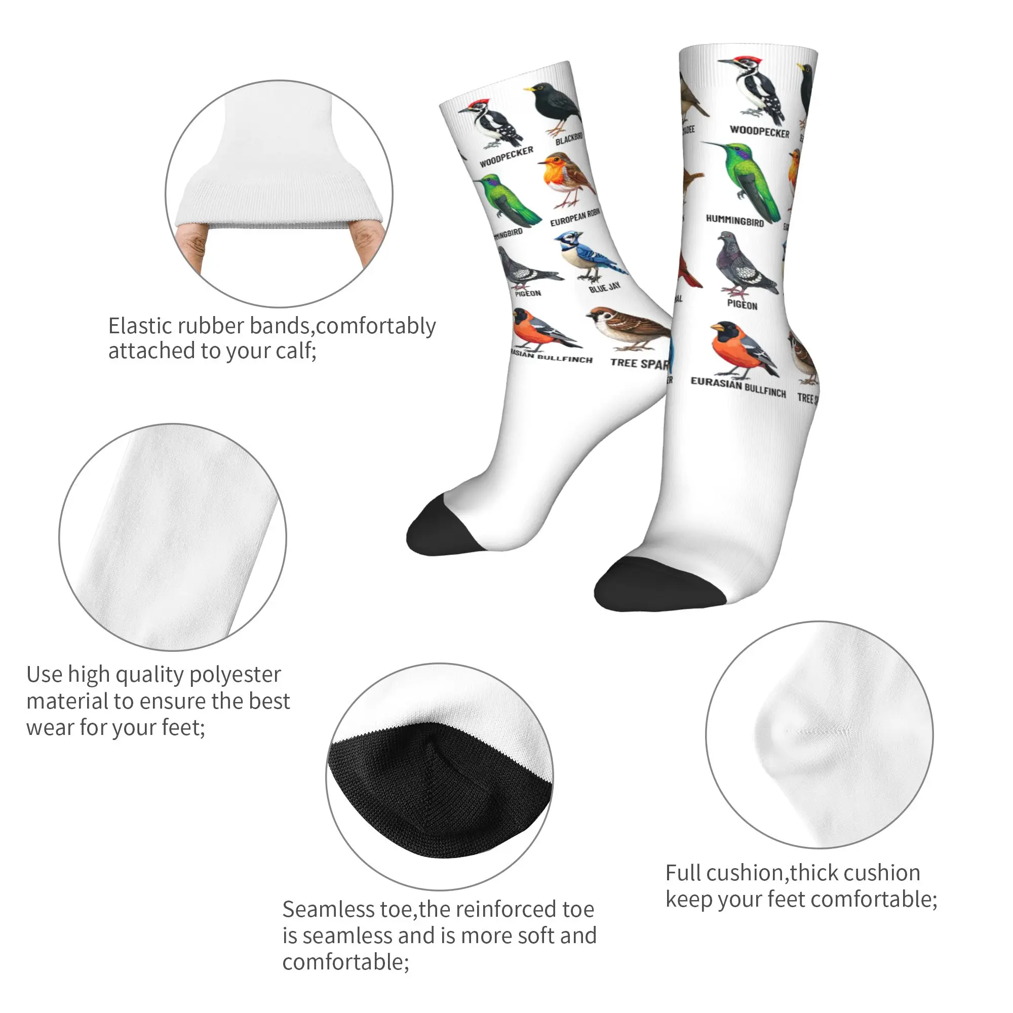 Winter Warm Fashion Men's Women's Parrots Bird Guide Different Parrot Species of The World Pet Socks  Non-slip Basketball Socks