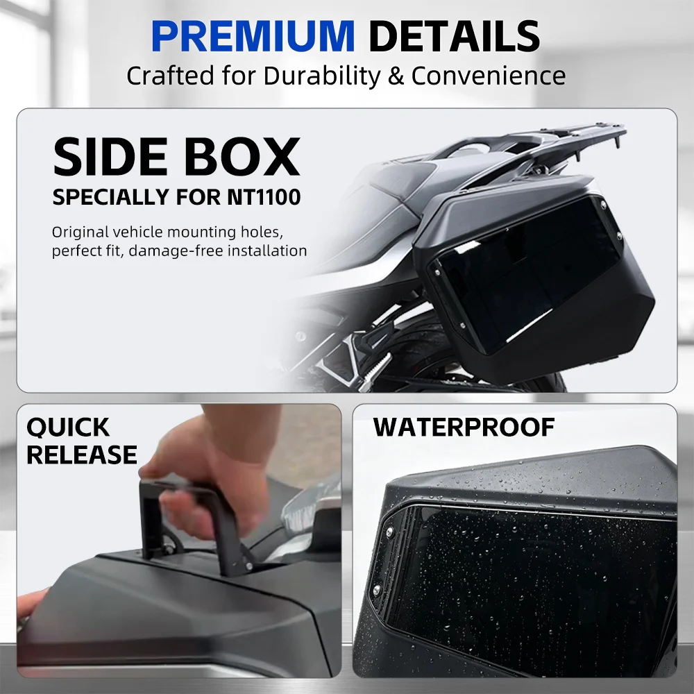 Fast Removable Side Luggage, Spacious Attractive Design No-Cut Fitment for HONDA NT1100