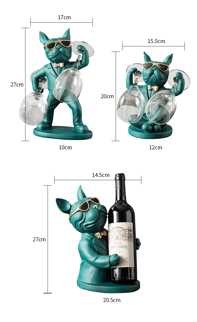Dekoration Tierfiguren Weinhalter Harz Handwerk Bulldogge Statue Weinflaschenhalter Schreibtisch Tisch Champagner Rack Raumdekoration – Detail 3