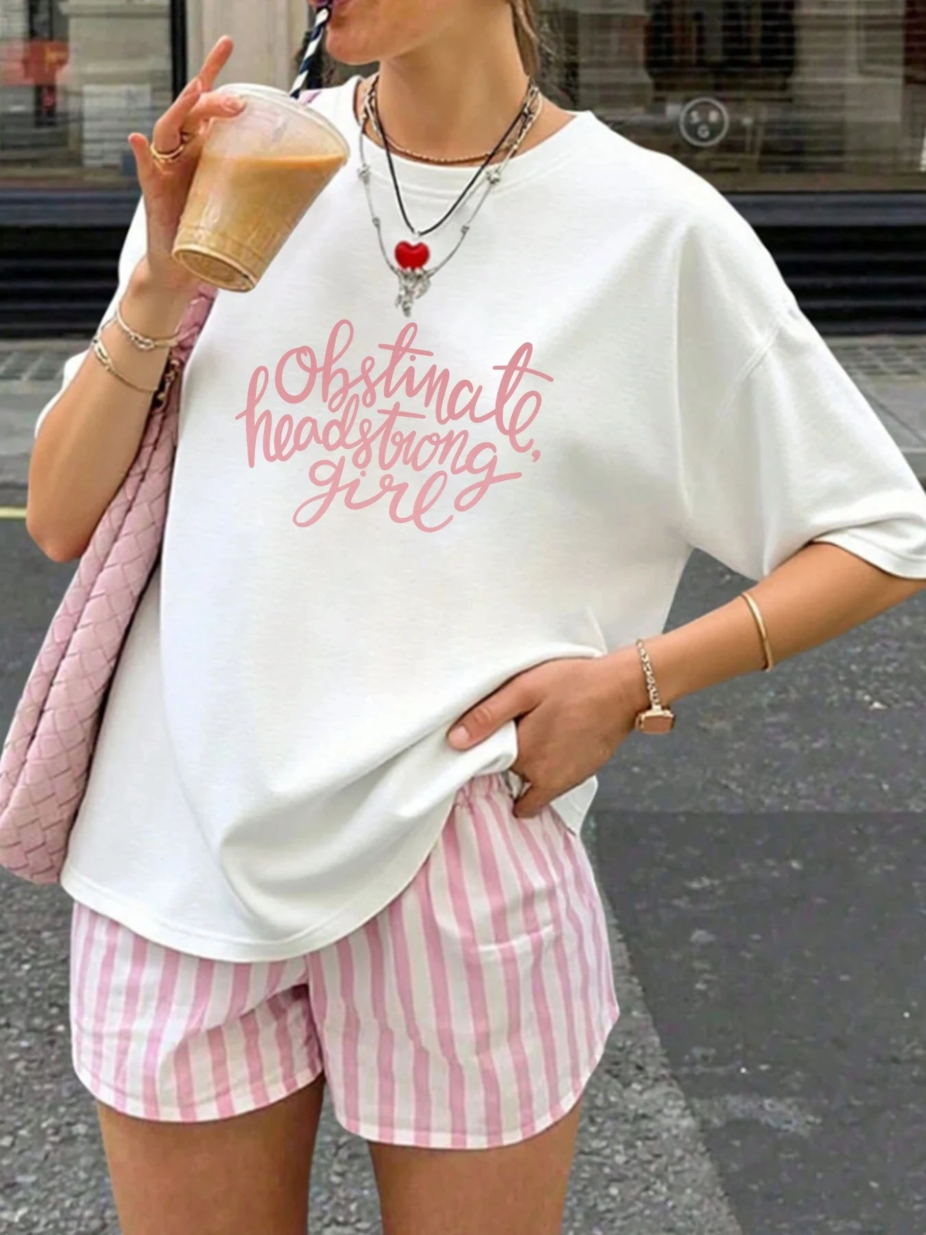 

【10115562】Женская футболка больших размеров с круглым вырезом и короткими рукавами, эластичными половинными рукавами и модными принтами