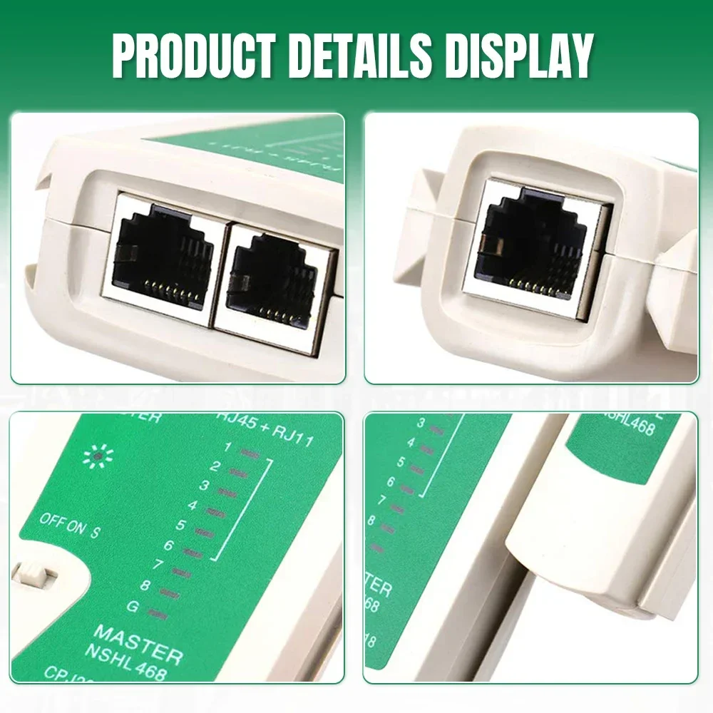 เครื่องทดสอบสายเคเบิลเครือข่าย AMPCOM 3 ชิ้นชุดเครื่องมือทดสอบสำหรับ LAN Cat5e/6/6A/7/8 สายอีเธอร์เน็ตและ RJ11/RJ12 สายโทรศัพท์