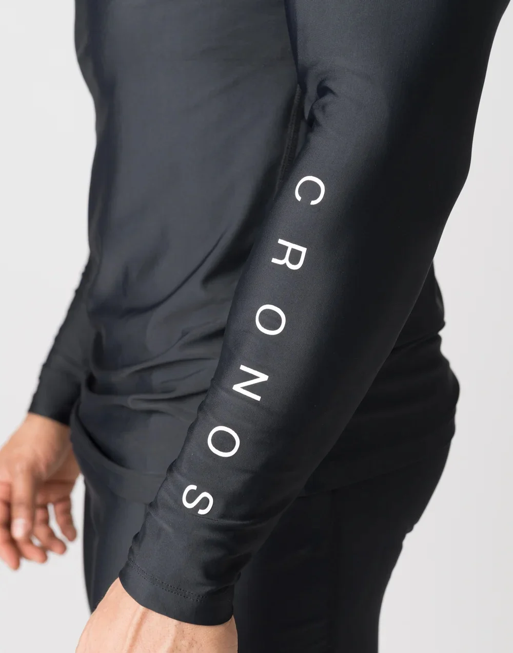 CRONOS Men's Compression Sports T Shirts Gothic Print GYM Fitness Top Autumn Quick Dry Breathable Bodybuilding Long Sleeve Tee