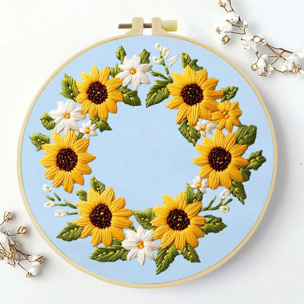 1 Stück 20X20CM/15X15CM 7,87/6,3 Zoll Blumen-Stickerei-Starter-Kit DIY-Kit DIY-Stickerei-Set Handarbeiten Malerei Nadelkunst – Detail 2