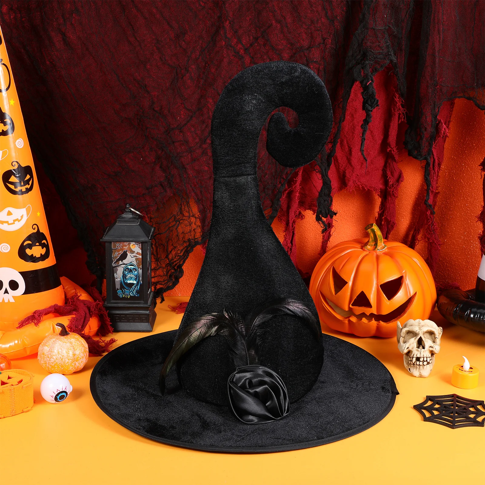 

Halloween Witch Hat Wide Brim Cloth Cosplay Costume For Party Decor Festival Performance Prop Washable Comfortable