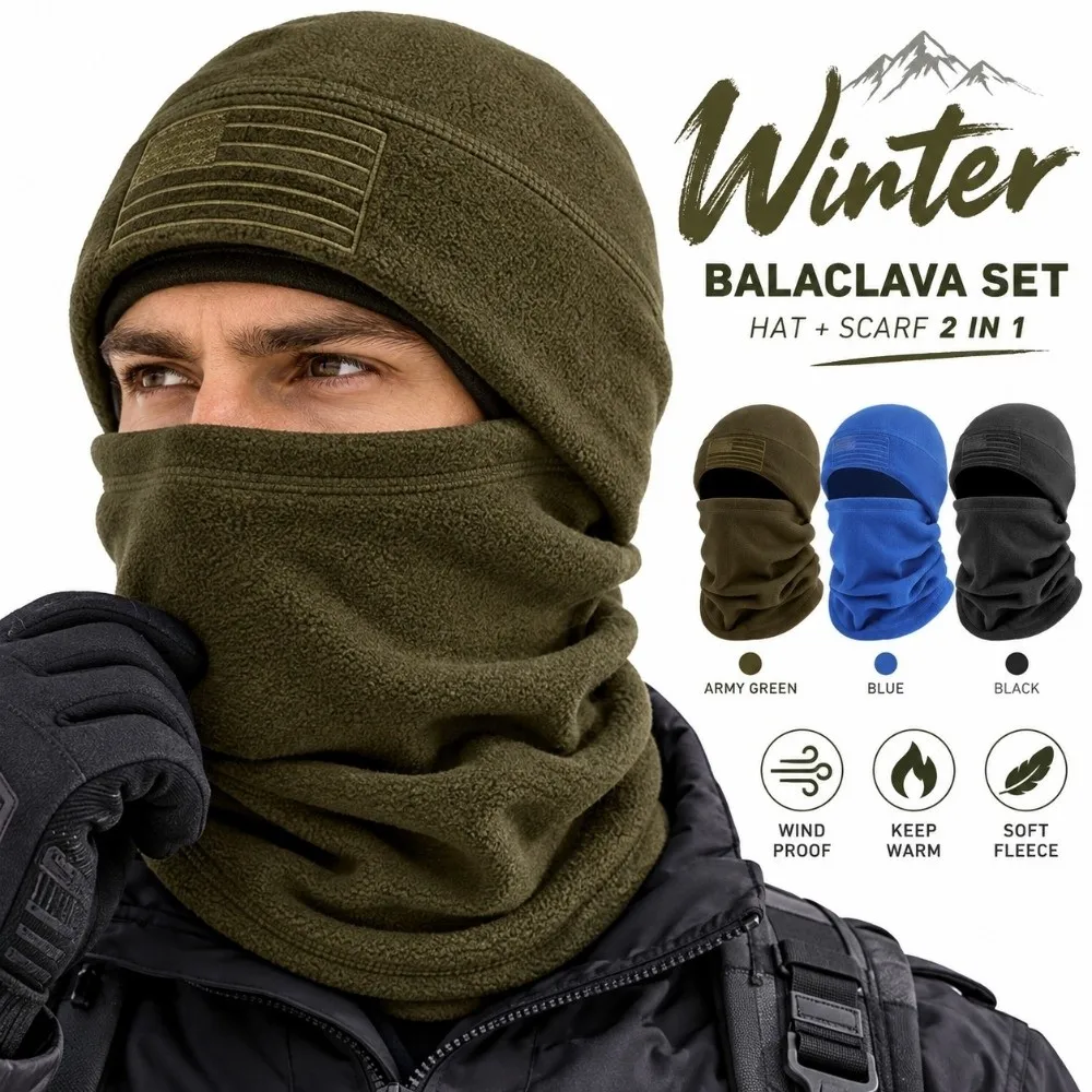 New Thermal Hat and Scarf Set Breathable Multifunctional Ear Protection Hat Windproof Full Face Mask Winter
