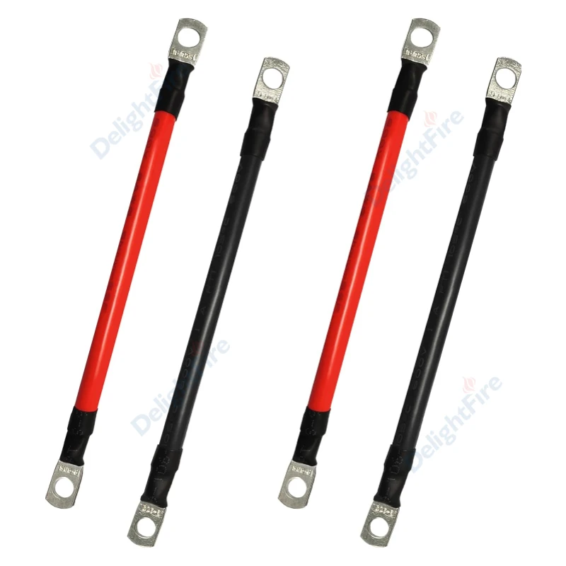 8/6/4/3/0AWG Battery Inverter Cable Set with Terminals 20/30/40/50/100/200CM Stranded RV Copper Cord Solar Power Connection Wire