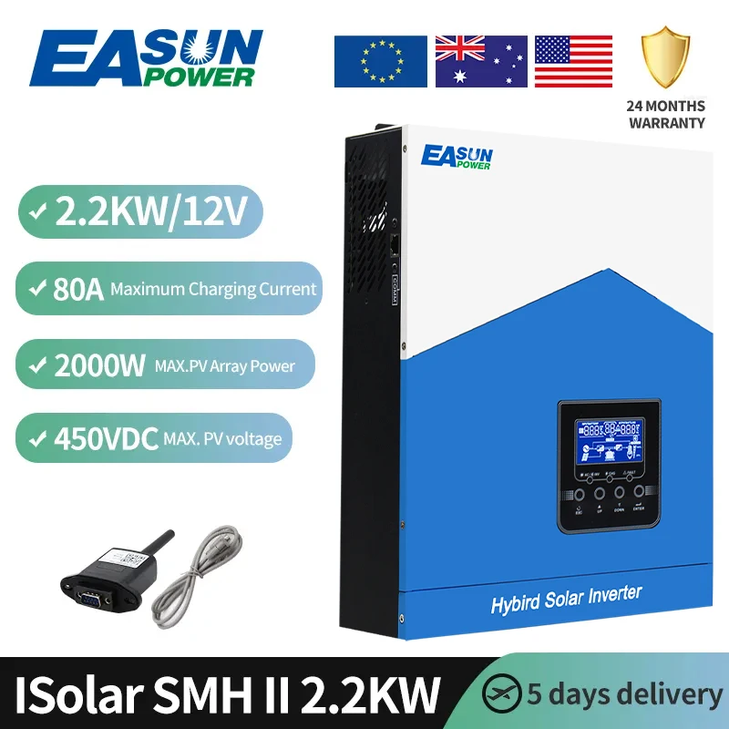 Easun Hybrid Solar Inverter Single Phase String Inverter 2.2KW 3.2kW 4.2kW 12V/24V MPPT CE Certified Inverter