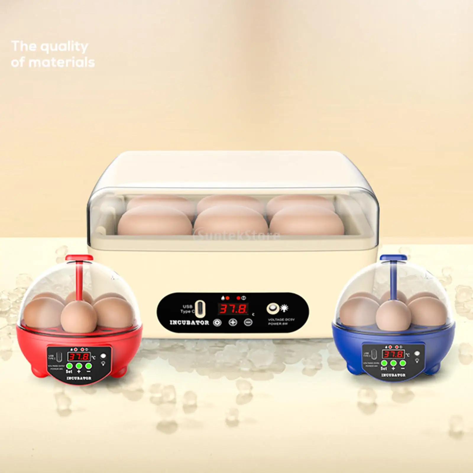 6 Eggs Automatic Egg Incubator Poultry Hatching Machine Mini Turning Temperature Control Breeder for Chicken Birds Duck Goose