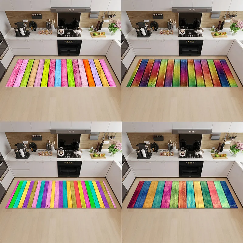 Colorful Wood Pattern Home Kitchen Floor Mats Door Front Decoration Floor Mats