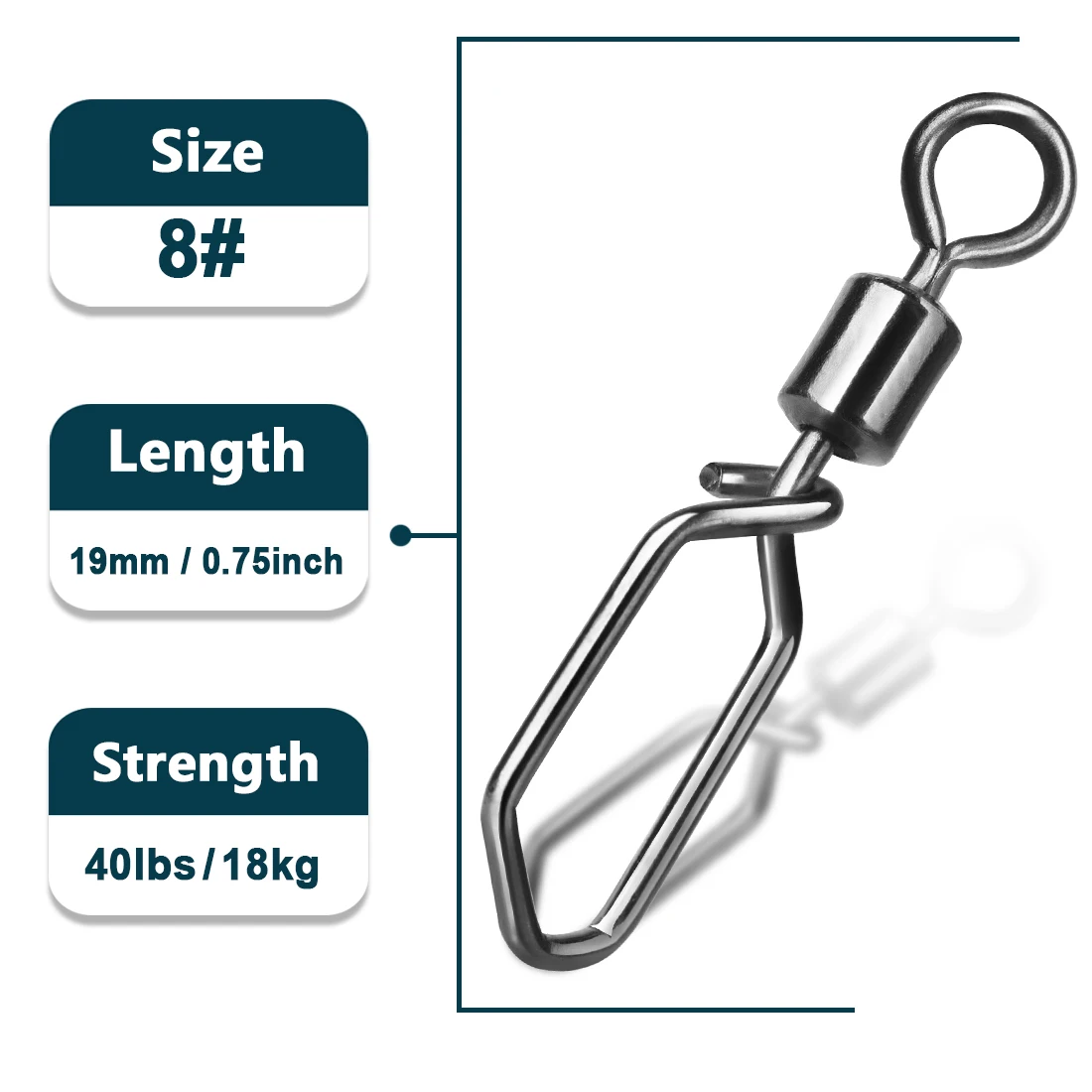 Angelwirbel mit Schnappverschluss 25~100 Stück Angelrollwirbel Interlock-Clip Barrel-Swivel Snap-Köder-Leitungsverbinder für Salzwasser und Süßwasser