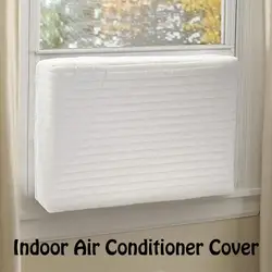 New with Elastic Straps Double Insulation Inside Window Indoor Air Conditioner Cover White AC Unit Protection Cover