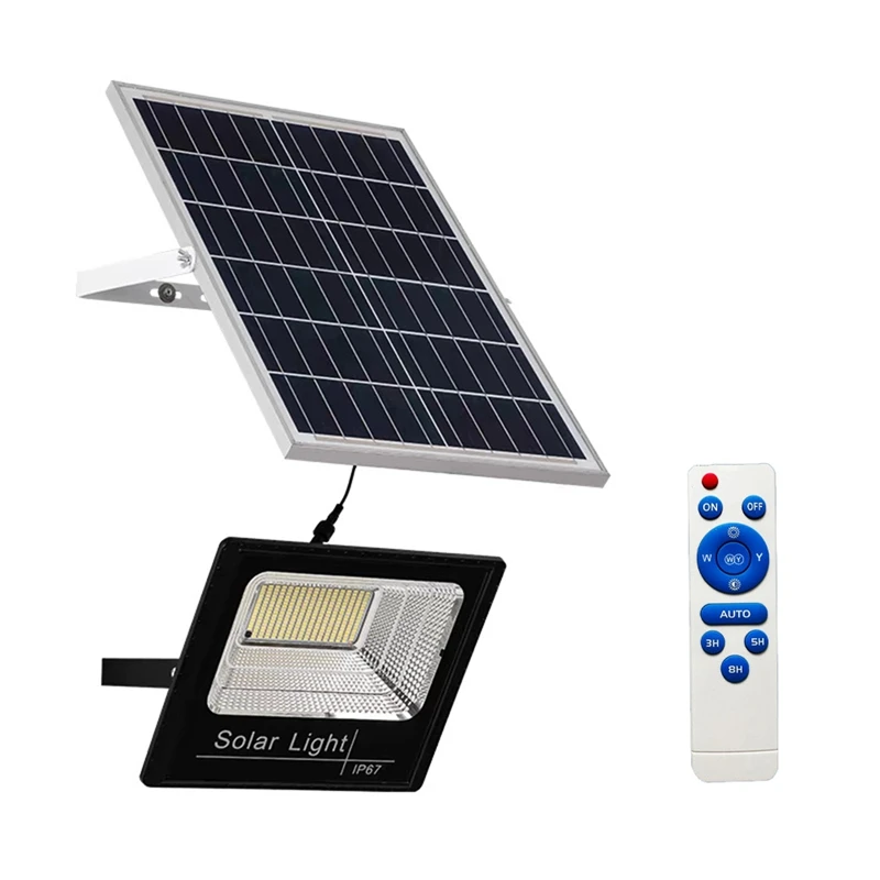 ソーラーフラッドライト 130LED 60 ワットリモコン太陽光発電スポットライト屋外防水 IP67 街路灯