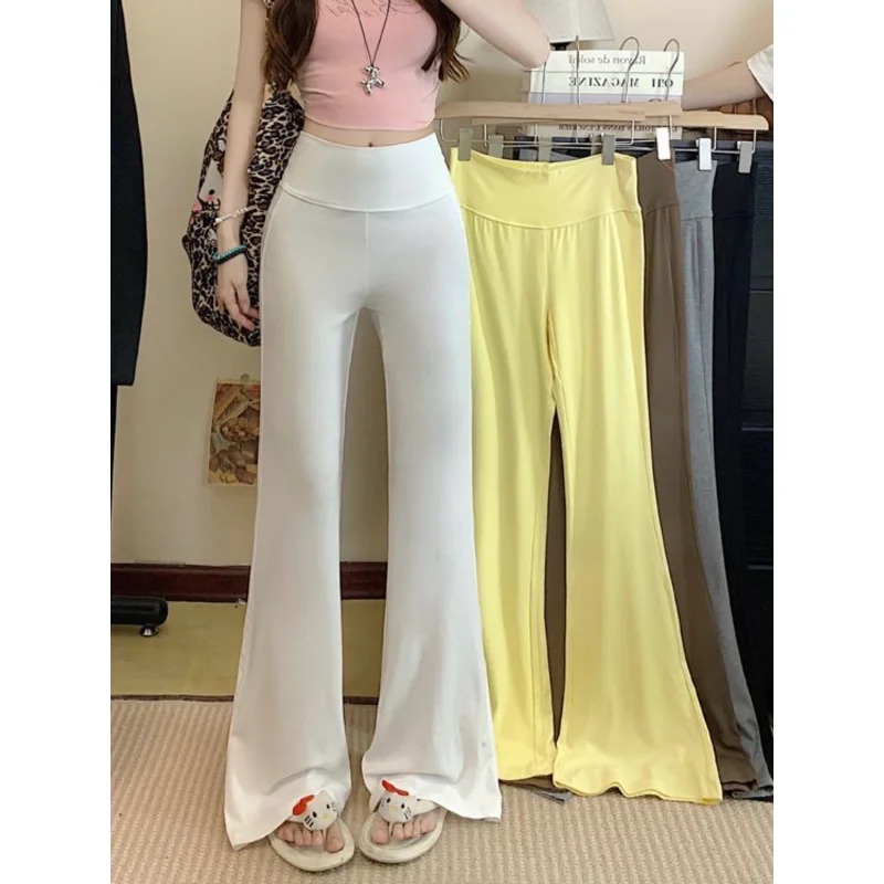 

Женские повседневные брюки с высокой талией, однотонные, новинка 2026 года, свободные, широкие, слегка расклешенные, в пол