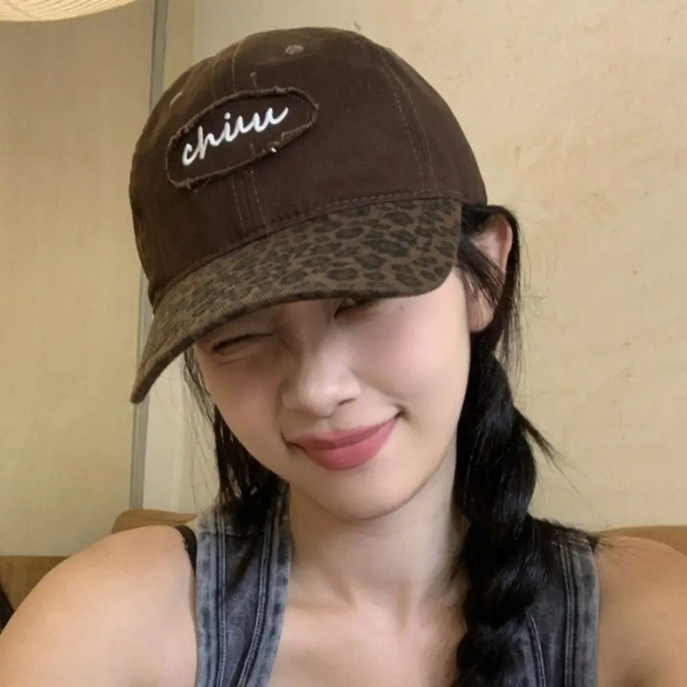 خمر قابل للتعديل ليوبارد قبعة بيسبول ظلة القطن المطرزة قبعة بيسبول عادية الهيب هوب Y2k بلغت ذروتها قبعة الإناث