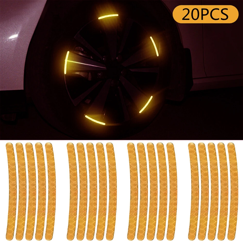 

Car Wheel Hub Reflective Stickers Set Tire Rim Luminous Reflective Decoration Strips For Night Safety Driving Car Accessories